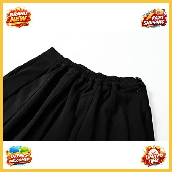 Woolen Pleated Skirt with Stretchy Band and Pockets Y2K Chic Winter